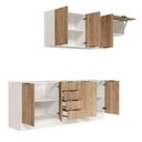 Ver mais imagens de Cozinha Planejada 4 Peças sem Tampo com Rodapé 2 Aéreos e 2 Balcões Ipanema CabeCasa MadeiraOriginals Marrom/Acácia