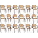 Ver imagem 1 de Kit 18 Cadeiras de Jantar Roma Prática com Braços para Sala e Cozinha - Marrom Claro