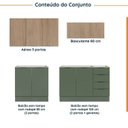 Ver imagem 3 de Cozinha Modulada 4 Peças sem Tampo com Rodapé 2 Aéreos e 2 Balcões Ipanema CabeCasa MadeiraOriginals Marrom/Verde Folha/Acácia
