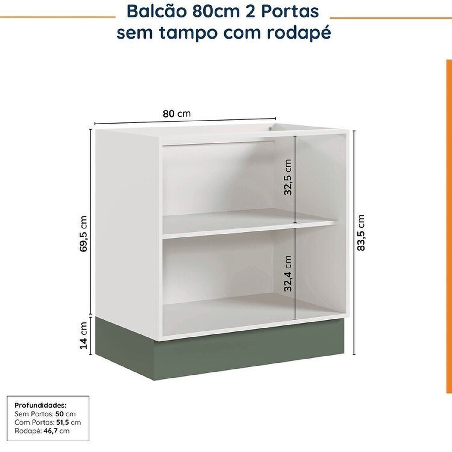 Cozinha Modulada 4 Peças sem Tampo com Rodapé 2 Aéreos e 2 Balcões Ipanema Cabecasa Madeiramadeira - 17