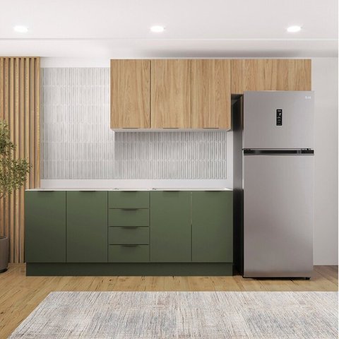 Cozinha Modulada 4 Peças sem Tampo com Rodapé 2 Aéreos e 2 Balcões Ipanema CabeCasa MadeiraOriginals