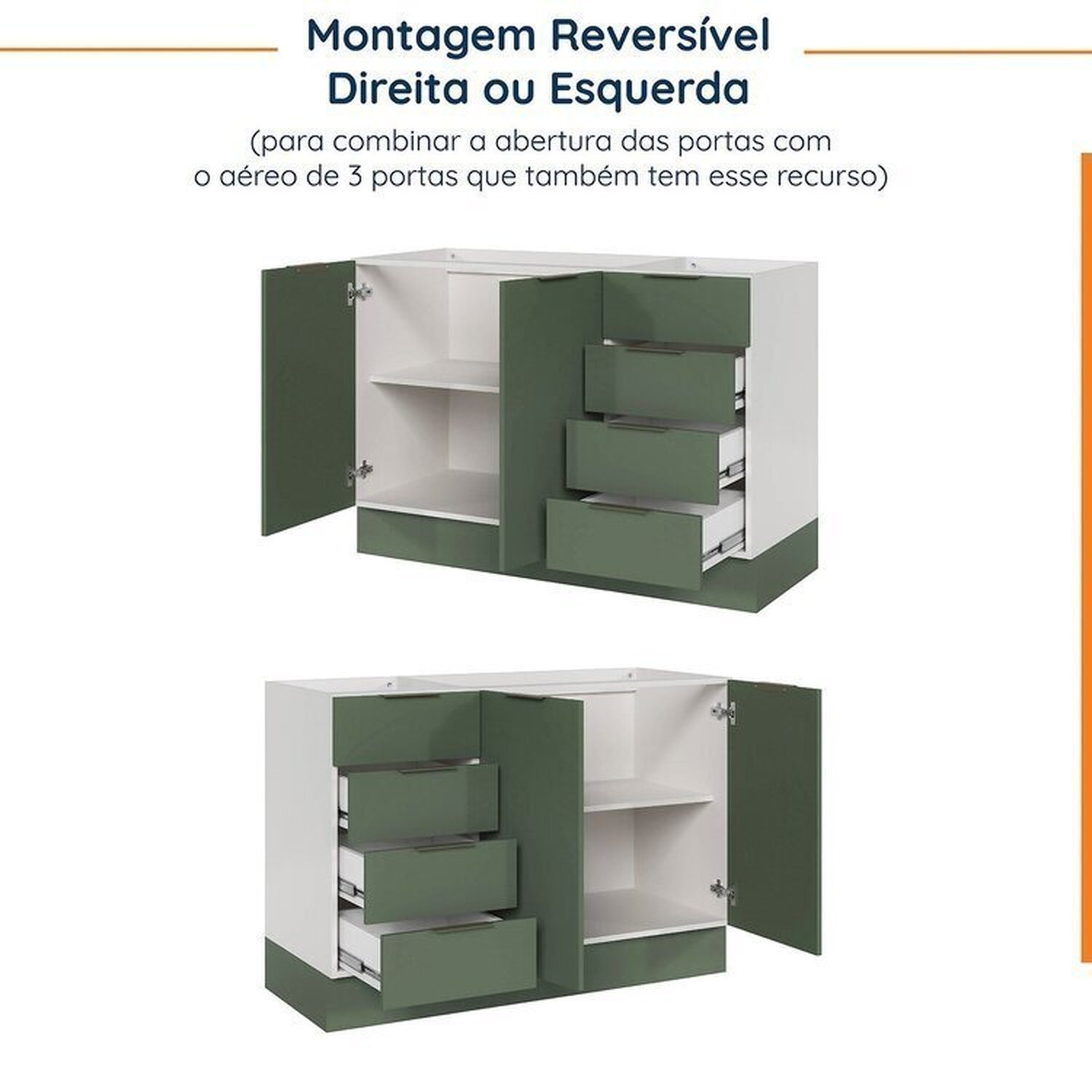 Cozinha Modulada 4 Peças sem Tampo com Rodapé 2 Aéreos e 2 Balcões Ipanema Cabecasa Madeiramadeira - 16