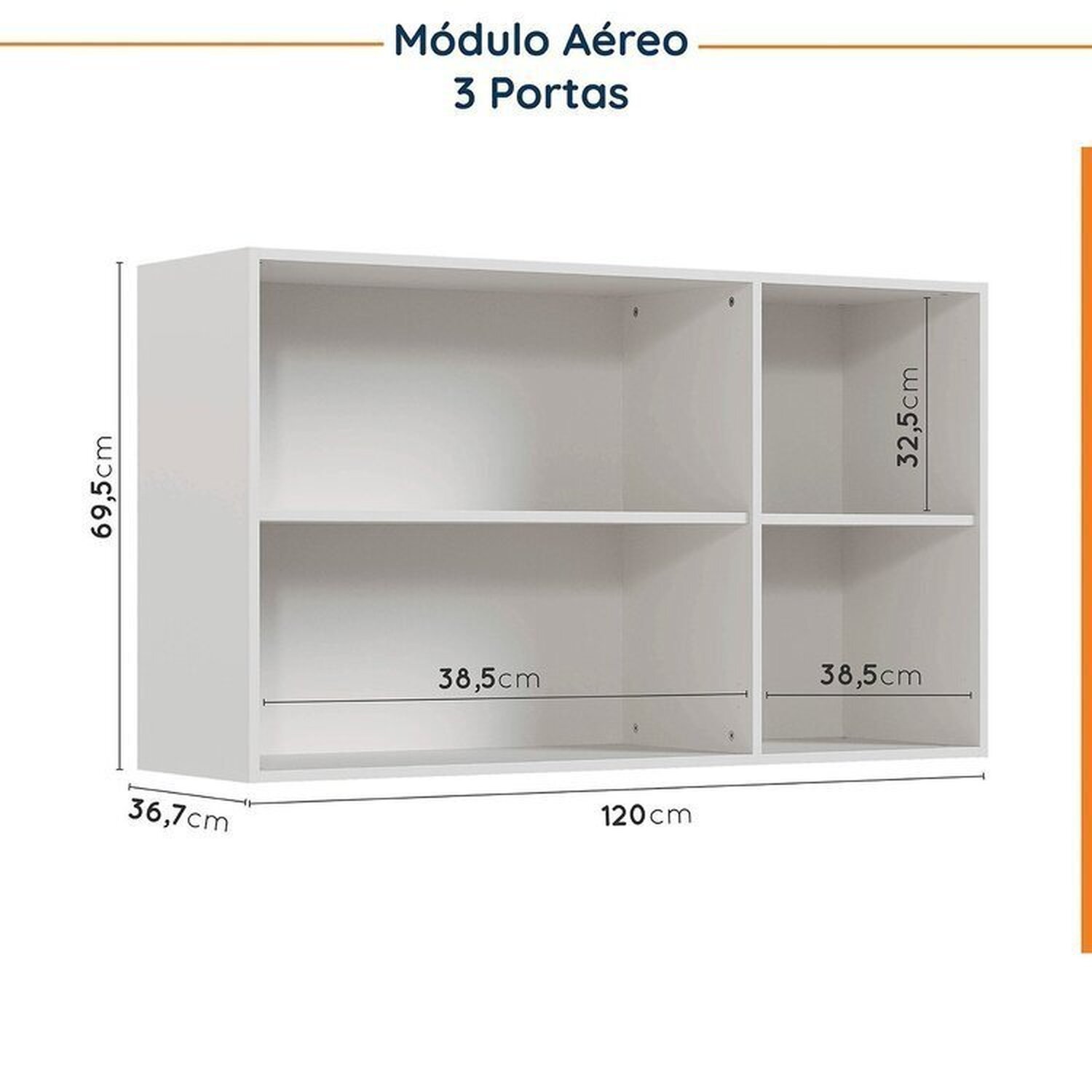 Cozinha Modulada 4 Peças sem Tampo com Rodapé 2 Aéreos e 2 Balcões Ipanema Cabecasa Madeiramadeira - 12