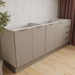 Cozinha Modulada 4 Peças sem Tampo com Rodapé 2 Aéreos e 2 Balcões Ipanema CabeCasa MadeiraMadeira - 3