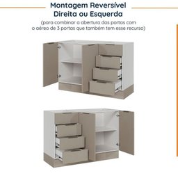 Cozinha Modulada 4 Peças sem Tampo com Rodapé 2 Aéreos e 2 Balcões Ipanema CabeCasa MadeiraMadeira - 18