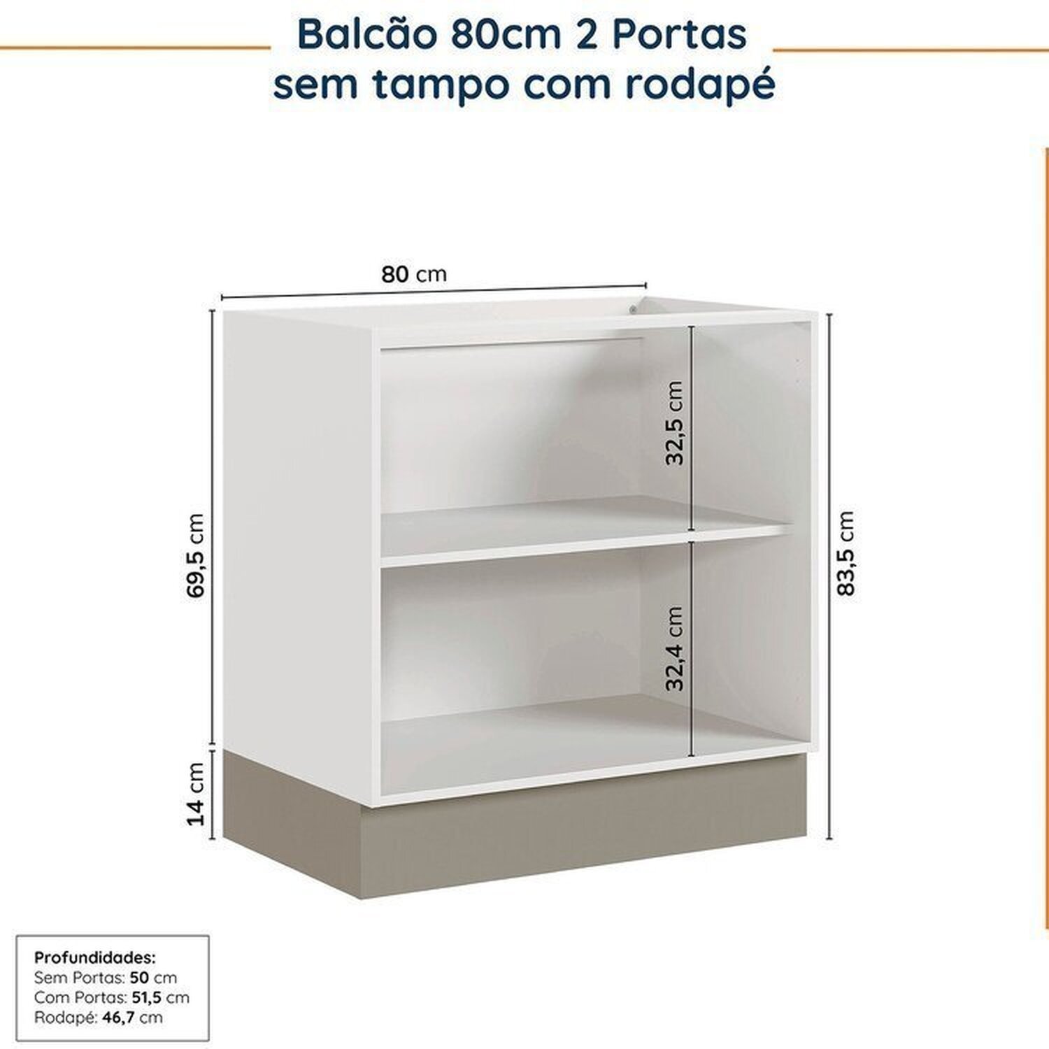 Cozinha Modulada 4 Peças sem Tampo com Rodapé 2 Aéreos e 2 Balcões Ipanema Cabecasa Madeiramadeira - 16