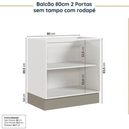 Cozinha Modulada 4 Peças sem Tampo com Rodapé 2 Aéreos e 2 Balcões Ipanema CabeCasa MadeiraMadeira - 16