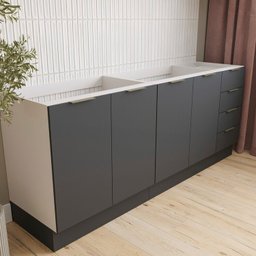 Cozinha Modulada 4 Peças sem Tampo com Rodapé 2 Aéreos e 2 Balcões Ipanema Cabecasa Madeiramadeira - 3