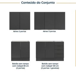 Cozinha Modulada 4 Peças sem Tampo com Rodapé 2 Aéreos e 2 Balcões Ipanema Cabecasa Madeiramadeira - 5