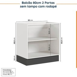 Cozinha Modulada 4 Peças sem Tampo com Rodapé 2 Aéreos e 2 Balcões Ipanema Cabecasa Madeiramadeira - 16