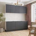 Ver imagem 2 de Cozinha Modulada 4 Peças sem Tampo com Rodapé 2 Aéreos 2 Balcões Ipanema CabeCasa MadeiraOriginals Madeiramadeira Cinza/Grafite Trama