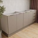 Ver imagem 3 de Cozinha Modulada 4 Peças sem Tampo com Rodapé 2 Aéreos 2 Balcões Ipanema CabeCasa MadeiraOriginals Madeiramadeira Marrom/Fendi Trama/Acácia