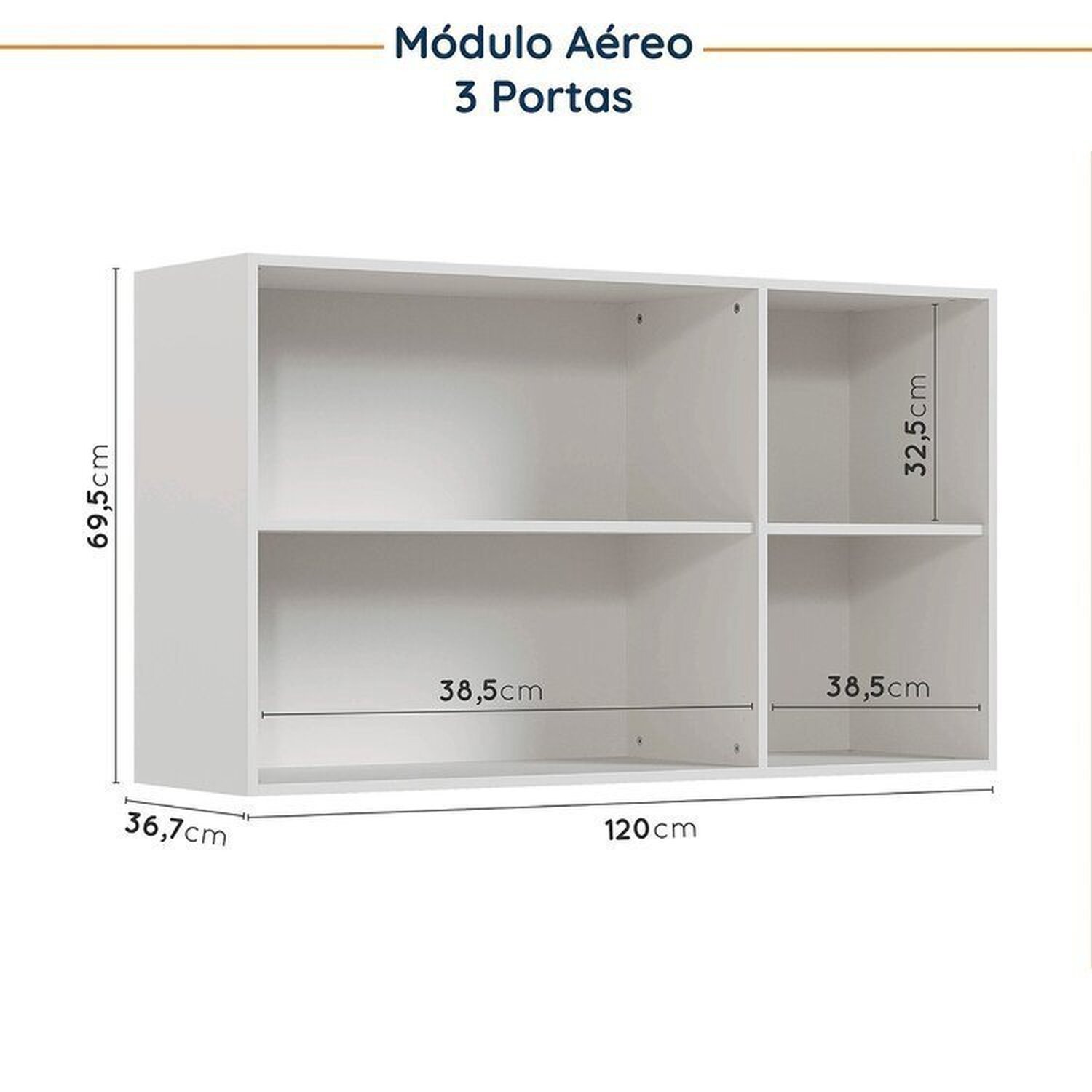 Cozinha Modulada 4 Peças sem Tampo com Rodapé 2 Aéreos e 2 Balcões Ipanema Cabecasa Madeiramadeira - 14