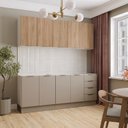 Ver imagem 2 de Cozinha Planejada 4 Peças sem Tampo com Rodapé 2 Aéreos 2 Balcões Ipanema CabeCasa MadeiraOriginals Marrom/Fendi Trama/Acácia