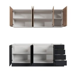 Cozinha Modulada 4 Peças sem Tampo com Rodapé 2 Aéreos e 2 Balcões Ipanema Cabecasa Madeiramadeira - 11