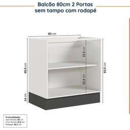 Cozinha Modulada 4 Peças sem Tampo com Rodapé 2 Aéreos e 2 Balcões Ipanema Cabecasa Madeiramadeira - 16