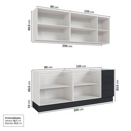 Cozinha Modulada 4 Peças sem Tampo com Rodapé 2 Aéreos e 2 Balcões Ipanema Cabecasa Madeiramadeira - 6