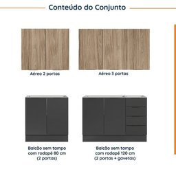 Cozinha Modulada 4 Peças sem Tampo com Rodapé 2 Aéreos e 2 Balcões Ipanema Cabecasa Madeiramadeira - 5