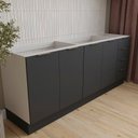 Ver imagem 3 de Cozinha Modulada 4 Peças sem Tampo com Rodapé 2 Aéreos 2 Balcões Ipanema CabeCasa MadeiraOriginals Madeiramadeira Cinza/Grafite Trama/Acácia