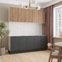 Ver imagem 2 de Cozinha Modulada 4 Peças sem Tampo com Rodapé 2 Aéreos 2 Balcões Ipanema CabeCasa MadeiraOriginals Madeiramadeira Cinza/Grafite Trama/Acácia