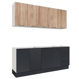Cozinha Modulada 4 Peças sem Tampo com Rodapé 2 Aéreos e 2 Balcões Ipanema Cabecasa Madeiramadeira - 12