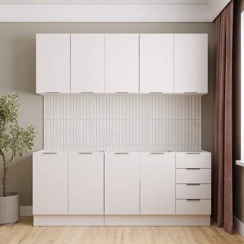 Cozinha Modulada 4 Peças sem Tampo com Rodapé 2 Aéreos e 2 Balcões Ipanema CabeCasa MadeiraOriginals