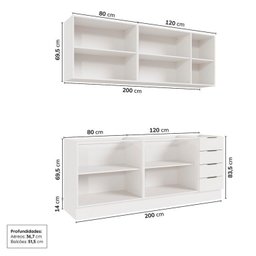 Cozinha Modulada 4 Peças sem Tampo com Rodapé 2 Aéreos e 2 Balcões Ipanema Cabecasa Madeiramadeira - 6
