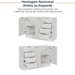 Cozinha Modulada 4 Peças sem Tampo com Rodapé 2 Aéreos e 2 Balcões Ipanema Cabecasa Madeiramadeira - 18