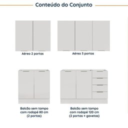 Cozinha Modulada 4 Peças sem Tampo com Rodapé 2 Aéreos e 2 Balcões Ipanema Cabecasa Madeiramadeira - 5