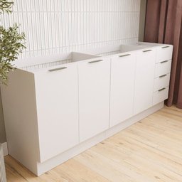 Cozinha Modulada 4 Peças sem Tampo com Rodapé 2 Aéreos e 2 Balcões Ipanema Cabecasa Madeiramadeira - 3