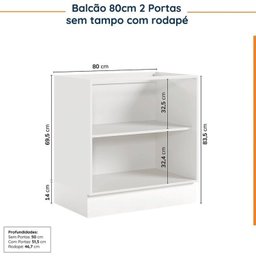 Cozinha Modulada 4 Peças sem Tampo com Rodapé 2 Aéreos e 2 Balcões Ipanema Cabecasa Madeiramadeira - 16