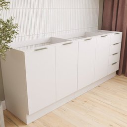 Cozinha Modulada 4 Peças sem Tampo com Rodapé 2 Aéreos e 2 Balcões Ipanema Cabecasa Madeiramadeira - 3