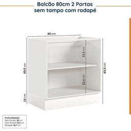 Cozinha Modulada 4 Peças sem Tampo com Rodapé 2 Aéreos e 2 Balcões Ipanema Cabecasa Madeiramadeira - 16