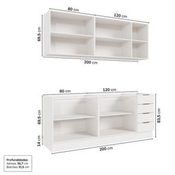 Cozinha Modulada 4 Peças sem Tampo com Rodapé 2 Aéreos e 2 Balcões Ipanema Cabecasa Madeiramadeira - 6