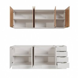 Cozinha Modulada 4 Peças sem Tampo com Rodapé 2 Aéreos e 2 Balcões Ipanema Cabecasa Madeiramadeira - 11