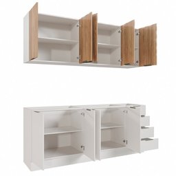 Cozinha Modulada 4 Peças sem Tampo com Rodapé 2 Aéreos e 2 Balcões Ipanema Cabecasa Madeiramadeira - 10