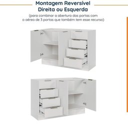 Cozinha Modulada 4 Peças sem Tampo com Rodapé 2 Aéreos e 2 Balcões Ipanema Cabecasa Madeiramadeira - 18