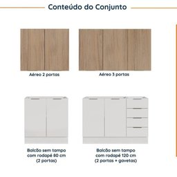 Cozinha Modulada 4 Peças sem Tampo com Rodapé 2 Aéreos e 2 Balcões Ipanema Cabecasa Madeiramadeira - 5
