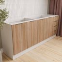 Ver imagem 3 de Cozinha Modulada 4 Peças sem Tampo com Rodapé 2 Aéreos 2 Balcões Ipanema CabeCasa MadeiraOriginals Madeiramadeira Marrom/Acácia