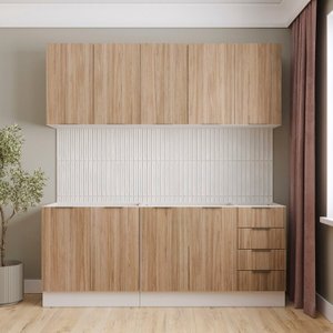 Cozinha Modulada 4 Peças sem Tampo com Rodapé 2 Aéreos e 2 Balcões Ipanema Cabecasa Madeiramadeira