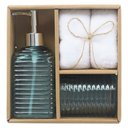 Ver imagem 2 de Conjunto Lavabo Banheiro Vidro Saboneteira Líquida Escova Pgb Conjunto para Banheiro 3 Peças Present