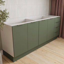 Cozinha Modulada 4 Peças sem Tampo com Rodapé 2 Aéreos e 2 Balcões Ipanema Cabecasa Madeiramadeira - 3