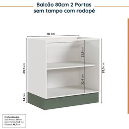 Cozinha Modulada 4 Peças sem Tampo com Rodapé 2 Aéreos e 2 Balcões Ipanema Cabecasa Madeiramadeira - 16