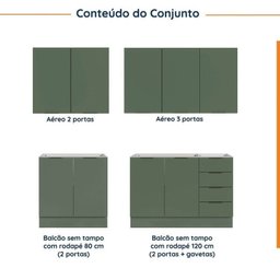 Cozinha Modulada 4 Peças sem Tampo com Rodapé 2 Aéreos e 2 Balcões Ipanema Cabecasa Madeiramadeira - 5