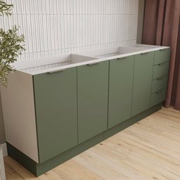 Cozinha Modulada 4 Peças sem Tampo com Rodapé 2 Aéreos e 2 Balcões Ipanema Cabecasa Madeiramadeira - 3