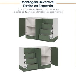 Cozinha Modulada 4 Peças sem Tampo com Rodapé 2 Aéreos e 2 Balcões Ipanema Cabecasa Madeiramadeira - 18
