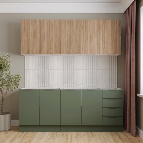 Cozinha Modulada 4 Peças sem Tampo com Rodapé 2 Aéreos e 2 Balcões Ipanema CabeCasa MadeiraOriginals