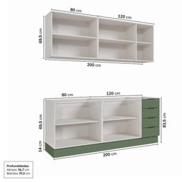 Cozinha Modulada 4 Peças sem Tampo com Rodapé 2 Aéreos e 2 Balcões Ipanema Cabecasa Madeiramadeira - 6