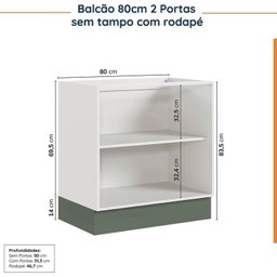 Cozinha Modulada 4 Peças sem Tampo com Rodapé 2 Aéreos e 2 Balcões Ipanema Cabecasa Madeiramadeira - 16