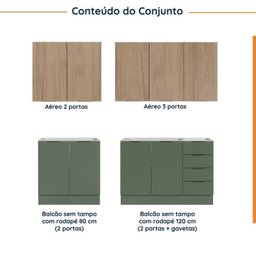 Cozinha Modulada 4 Peças sem Tampo com Rodapé 2 Aéreos e 2 Balcões Ipanema Cabecasa Madeiramadeira - 5